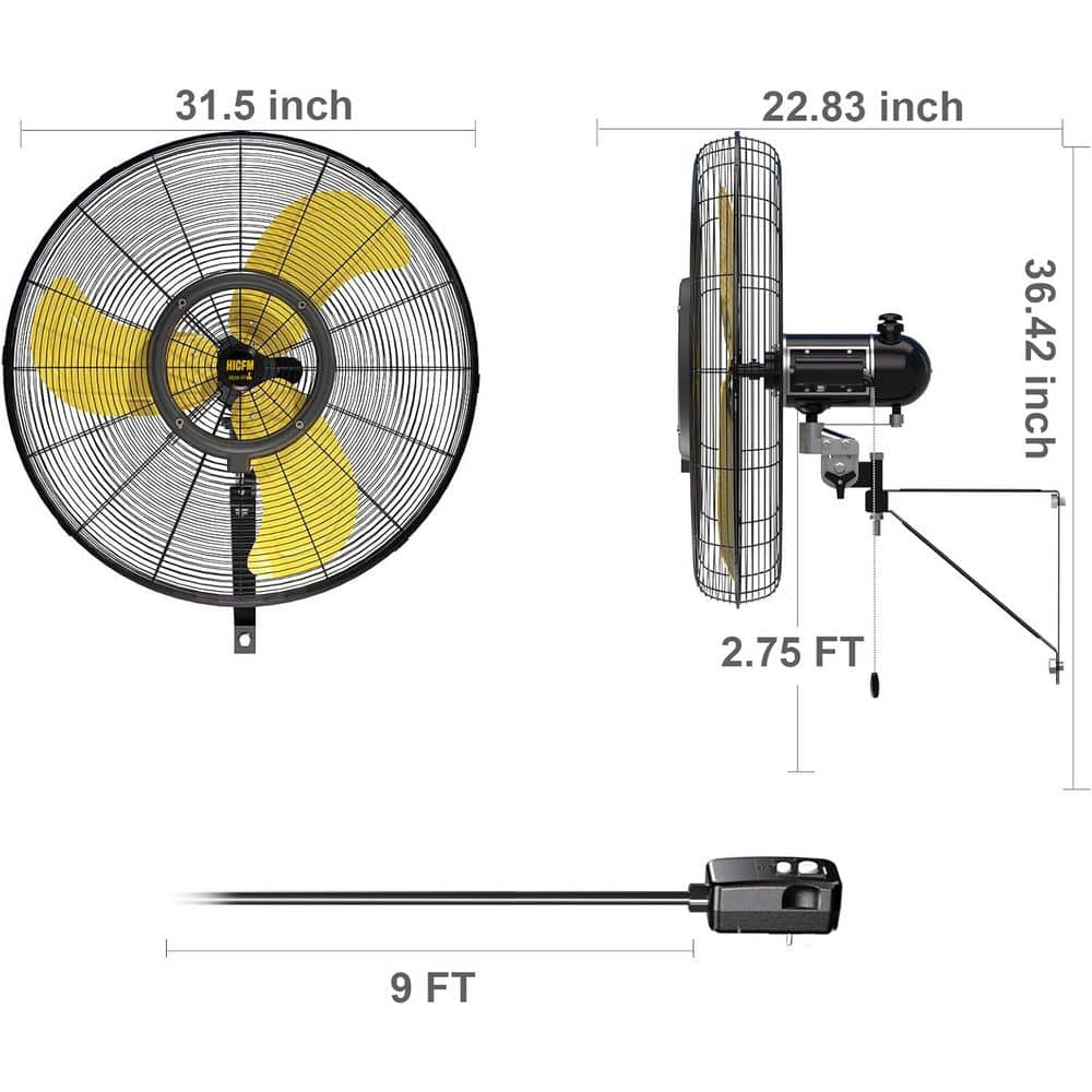 Atemomen 30 in. Black Outdoor Misting Wall Fan - 3 Speeds, 80° Oscillation, IP44 Waterproof, UL Listed for Commercial/Warehouse (2)