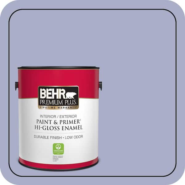 BEHR PREMIUM PLUS 1 gal. #S540-3 Meadow Phlox Hi-Gloss Enamel Interior/Exterior Paint & Primer (2)