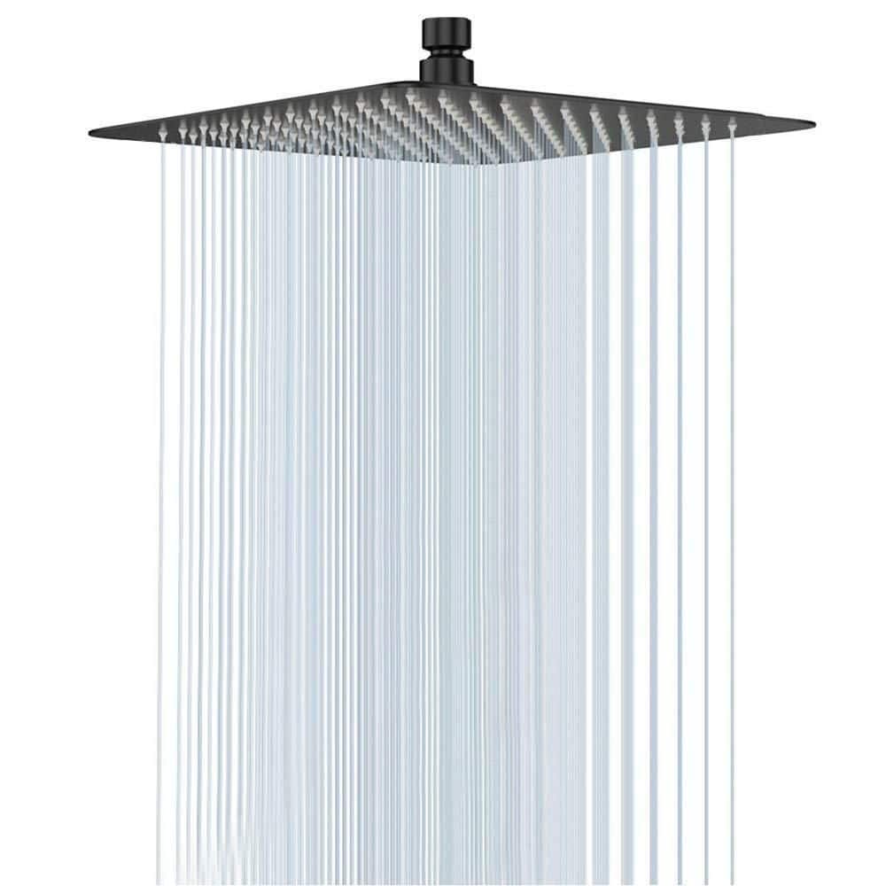 Wudkey 1-Piece 12 in. Stainless Steel Square Rainfall Shower Waterfall Bath Shower Body Covering (1)