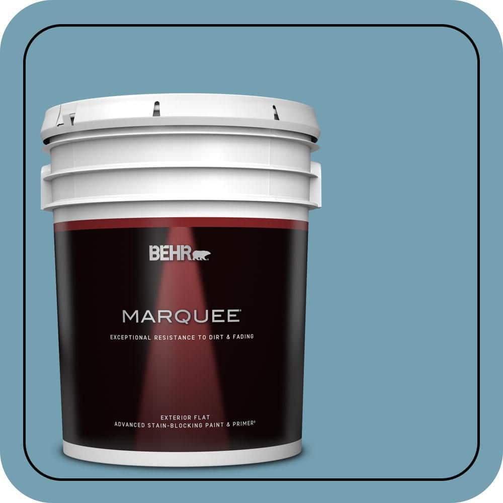 BEHR MARQUEE 5 gal. #S480-4 Saga Blue Flat Exterior Paint & Primer (1)