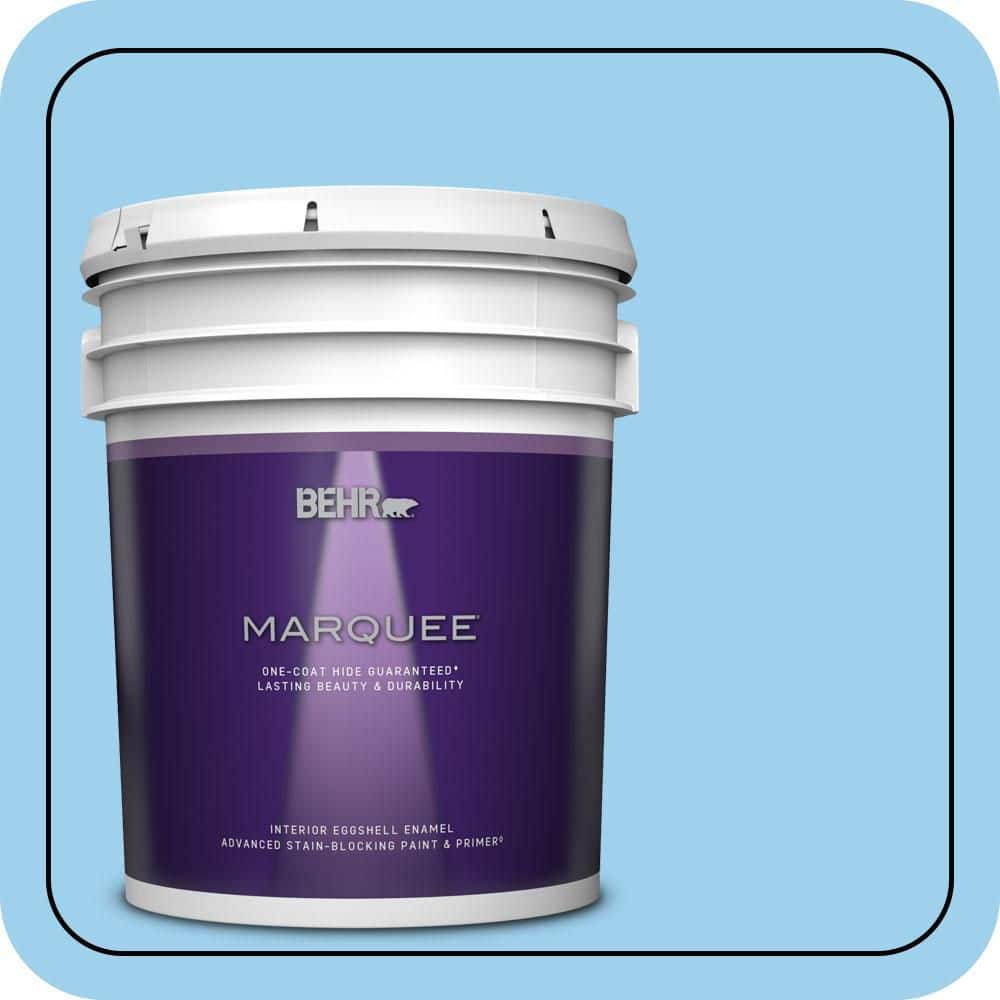 BEHR MARQUEE 5 gal. #P500-3 Spa Blue Eggshell Enamel Interior Paint & Primer