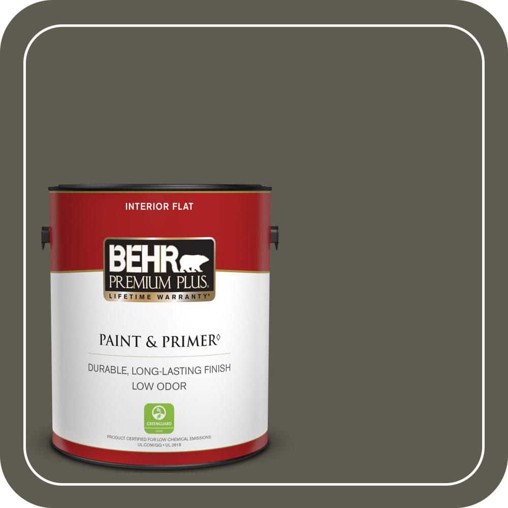 BEHR PREMIUM PLUS 1 gal. #N370-7 Night Mission Flat Low Odor Interior Paint & Primer