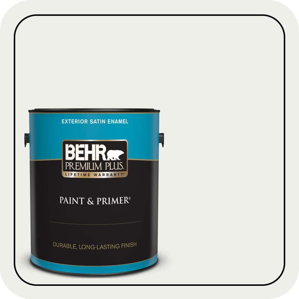 BEHR PREMIUM PLUS 1 gal. Designer Collection #DC-004 Winter White Satin Enamel Exterior Paint & Primer
