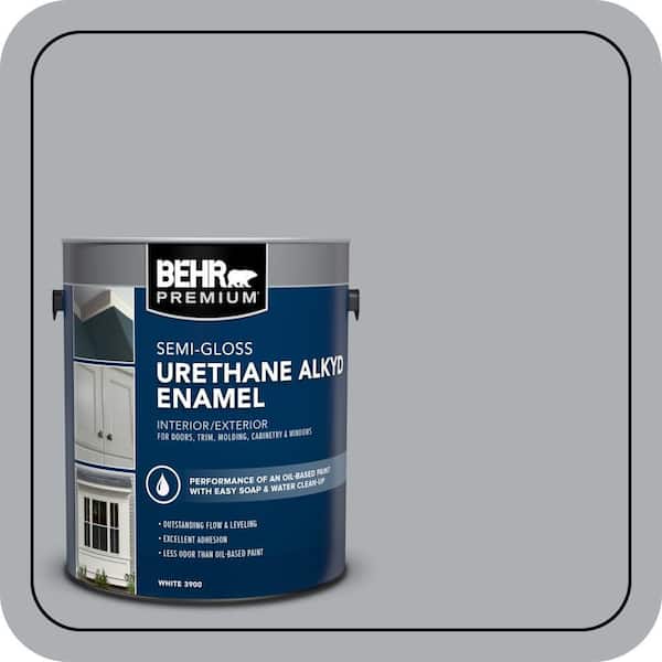 BEHR PREMIUM 1 gal. #AE-50 Gray Cast Urethane Alkyd Semi-Gloss Enamel Interior/Exterior Paint (2)