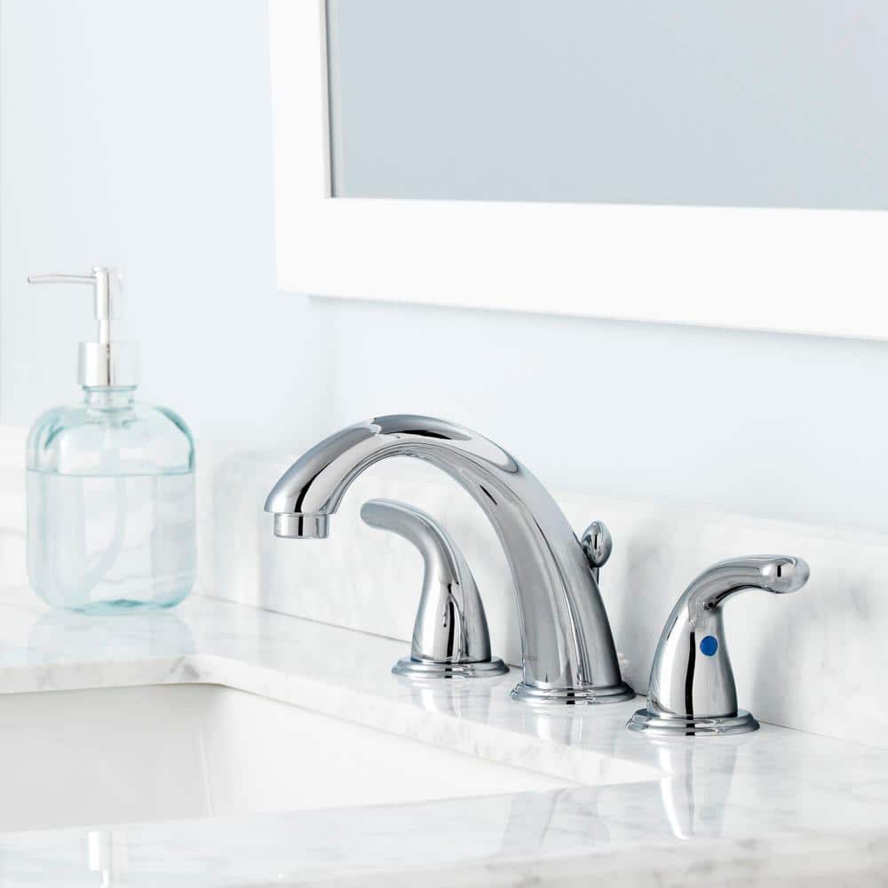 Glacier Bay Builders 8 in. Widespread Double-Handle High-Arc Bathroom Faucet in Polished Chrome (4)