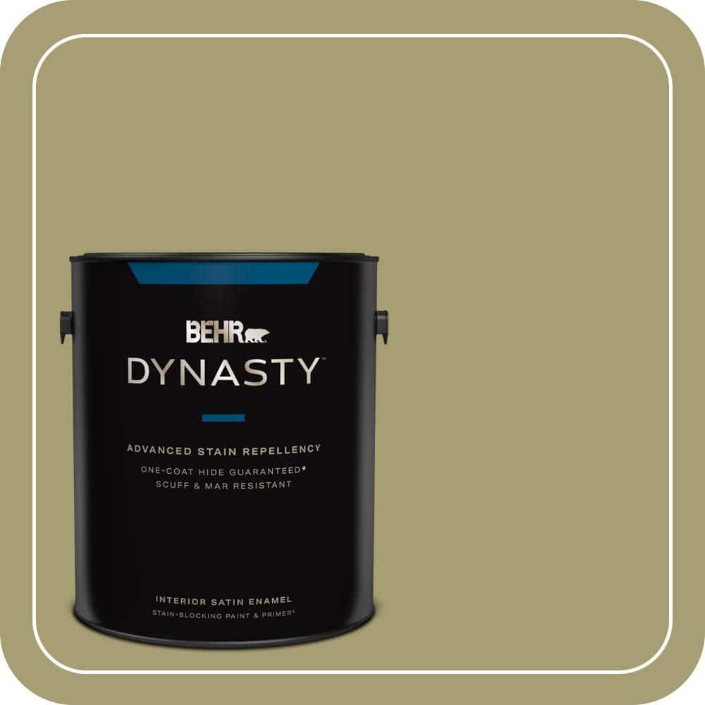 BEHR DYNASTY 1 gal. #PPU9-04 Fresh Olive Satin Enamel Interior Stain-Blocking Paint & Primer