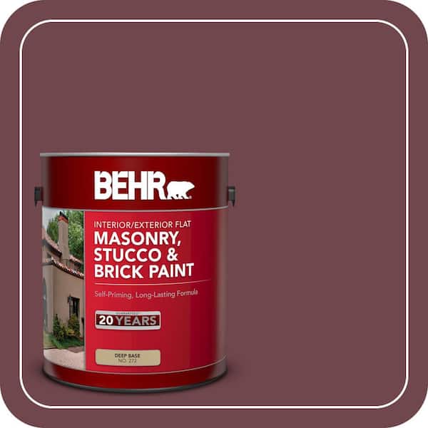 BEHR 1 gal. #PPU1-14 Formal Maroon Flat Interior/Exterior Masonry, Stucco and Brick Paint (2)