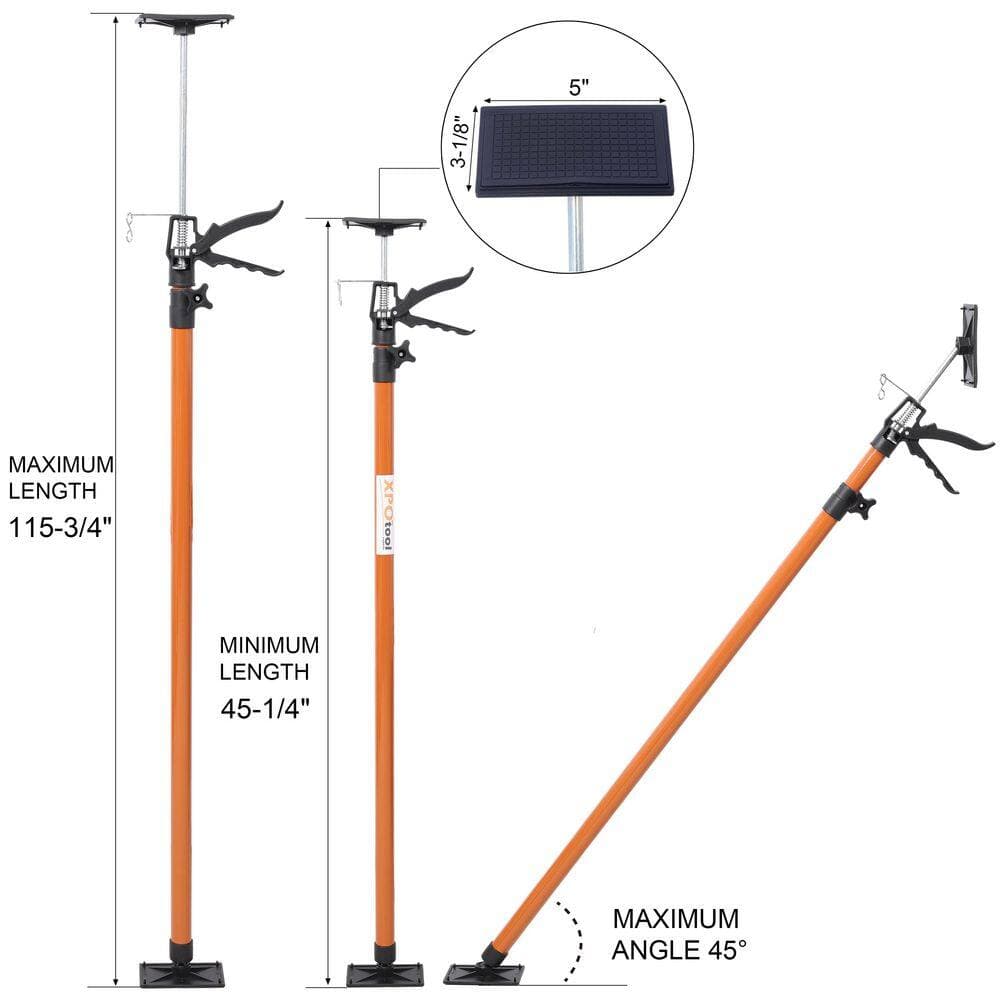 Tatayosi 4-Pack Brown Steel Adjustable Support Pole Jack Post Hand Support System, Extends from 45 in. to 114 in. with Carrry Bag (2)