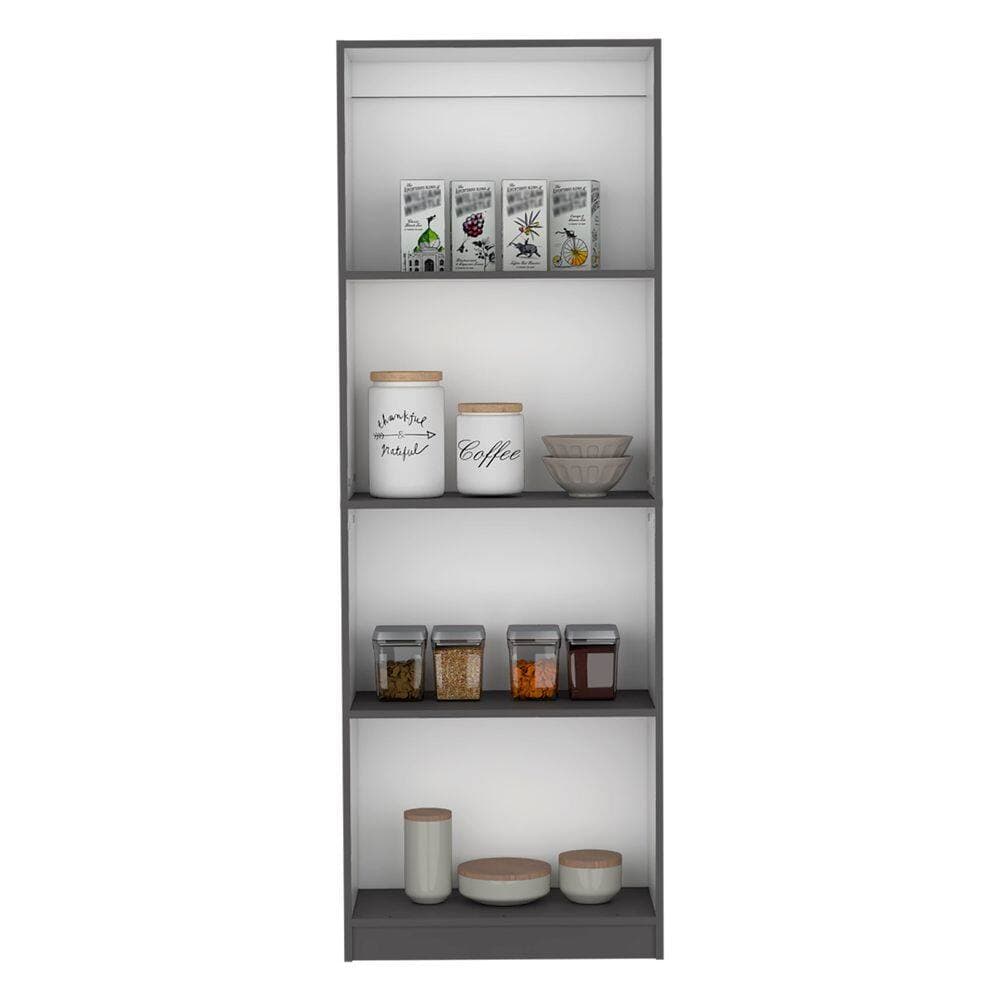 Tahanbath 24.70 in. W x 11.70 in. D x 71.10 in. H Multi-Color Wood Freestanding Linen Cabinet w/4-Shelves in Matt Gray / White (2)
