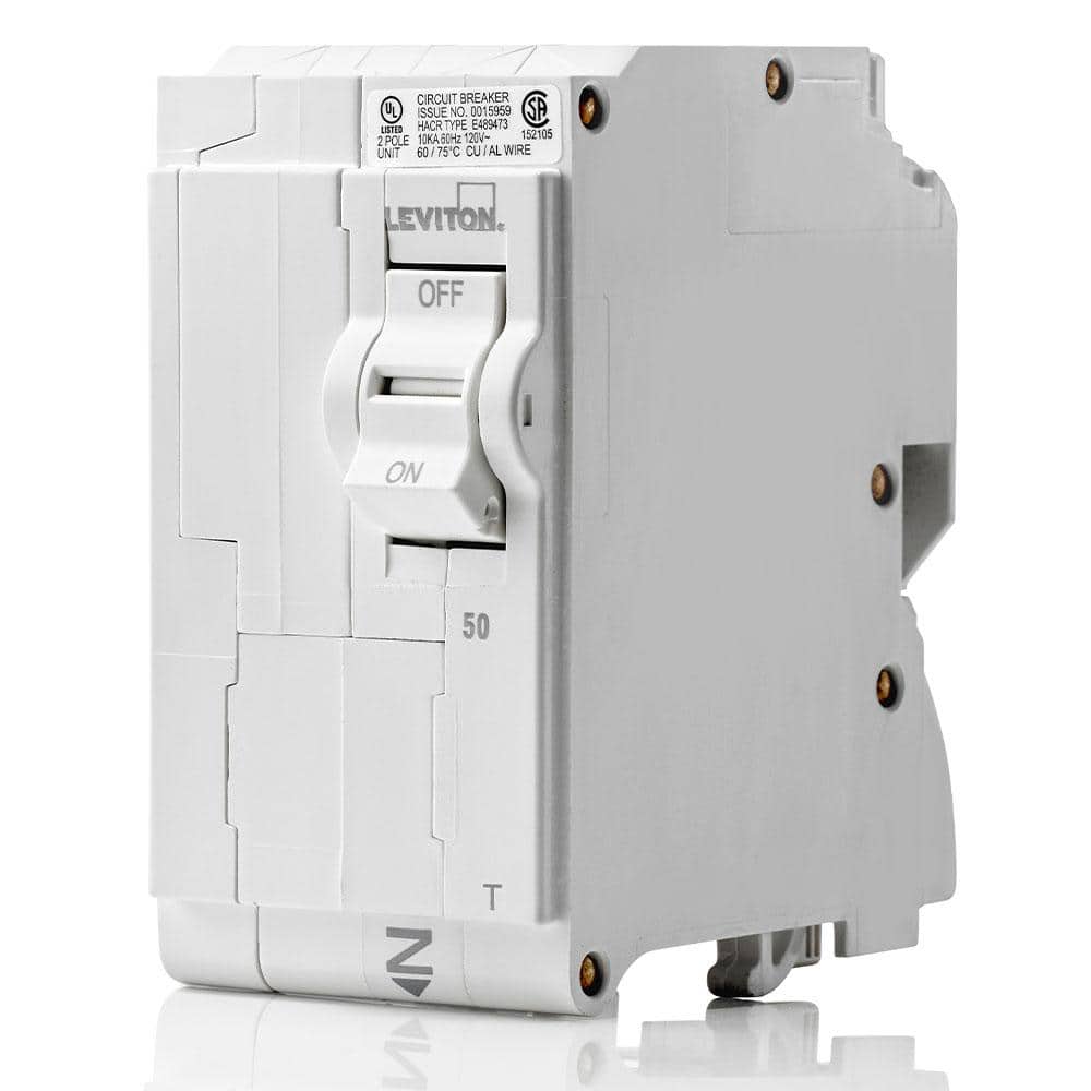 Leviton Branch Circuit Breaker, Standard 2-Pole 50 Amp, 120-Volt/240-Volt, Thermal Magnetic LB250-TR (1)
