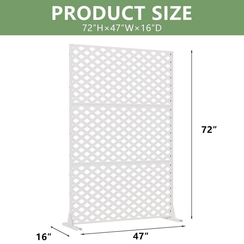 Dovelina 16 in. L x 72 in. H x 47 in. W Galvanized Metal Wall Sculptures Outdoor Privacy Screens Garden Fence in White (3)