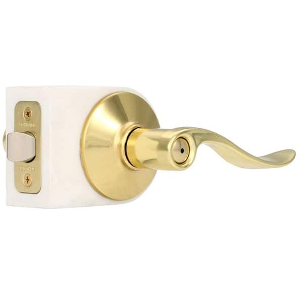 Schlage Accent Bright Brass Privacy Bed/Bath Door Handle (1)