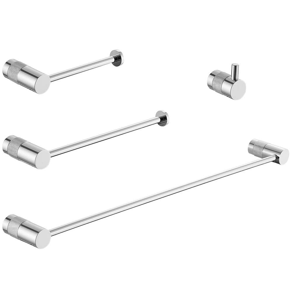 BWE 4-Piece Bath Hardware Set with Towel Bar Towel Hook and Toilet Paper Holder (1)