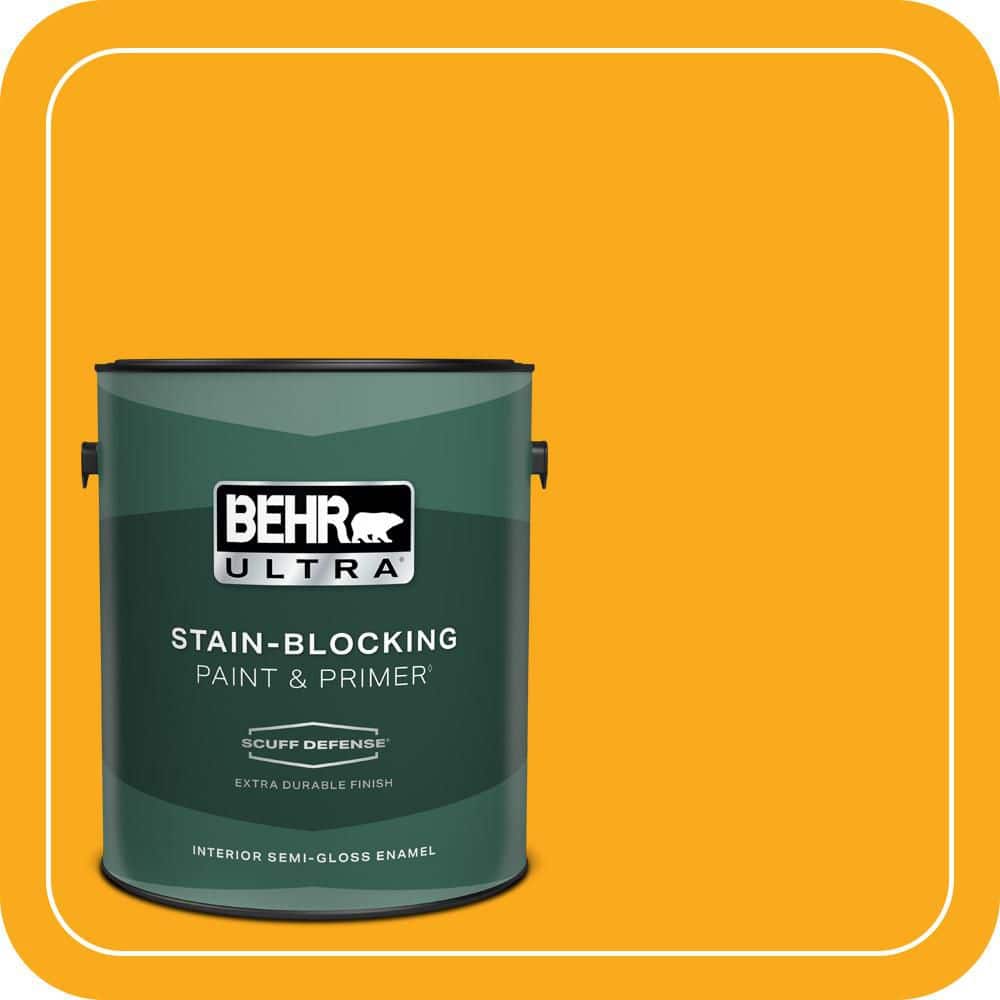 BEHR ULTRA 1 gal. #P270-7 Sunny Side Up Extra Durable Semi-Gloss Enamel Interior Paint & Primer