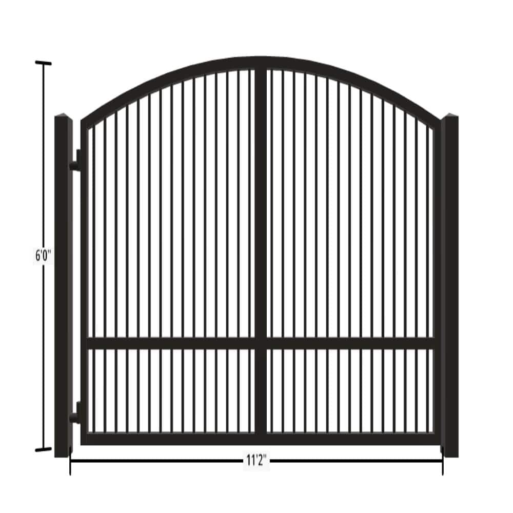 Unbranded Driveway Gate — Swing, Side, Arch, Single, Black — 134"W x 72"H