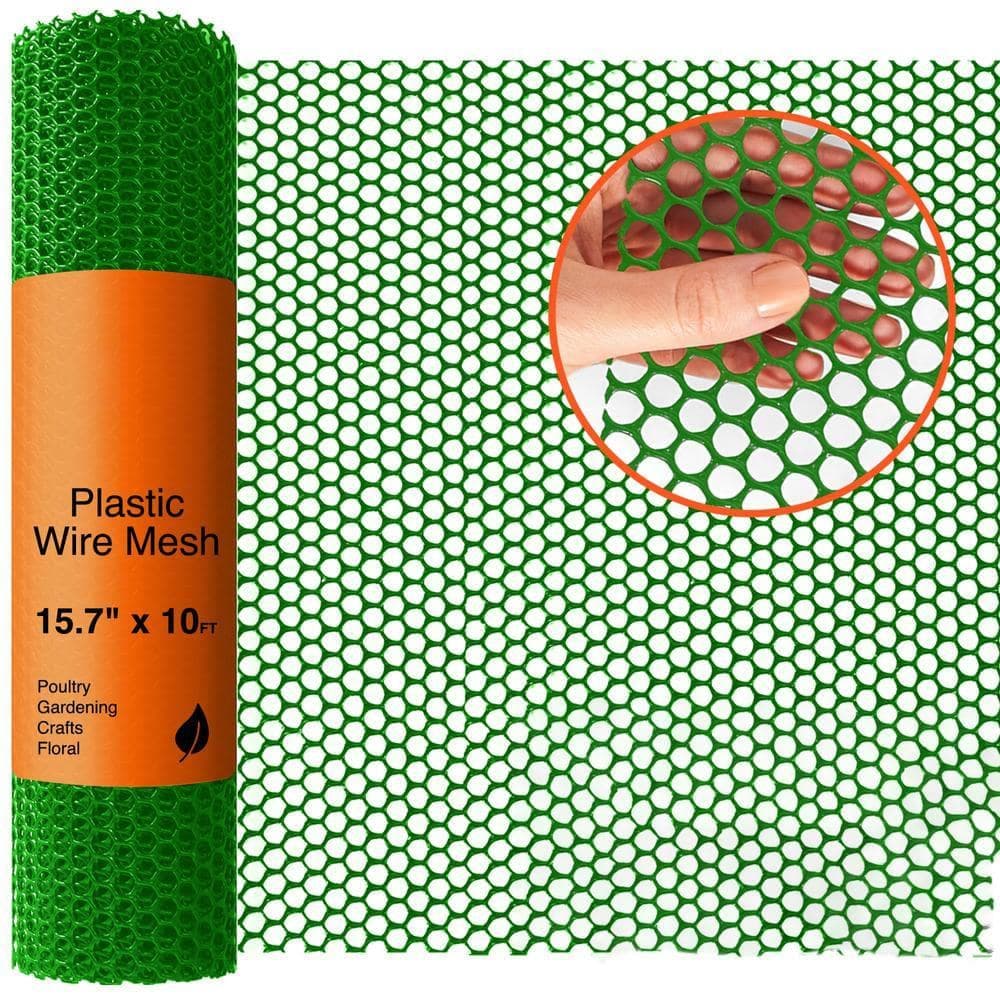 Justincity 15.7 in. x 10 ft. Grass Green Plastic Wire Mesh Fence for Poultry Barrier & Gardening Versatile Plastic (1)