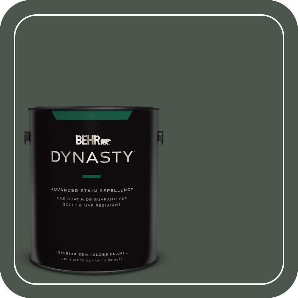 BEHR DYNASTY 1 gal. #PMD-66 Deep Evergreen Semi-Gloss Enamel Interior Stain-Blocking Paint & Primer