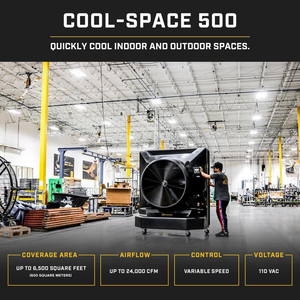 Big Ass Fans Cool-Space 500 - Portable Evaporative Cooler for 6,500 sq. ft., 24,000 CFM, 11-Speed Controller (2)