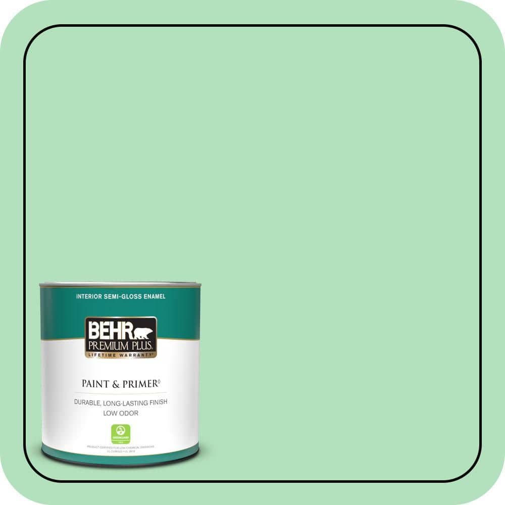 BEHR PREMIUM PLUS 1 qt. #P400-3 Folk Tale Semi-Gloss Enamel Low Odor Interior Paint & Primer