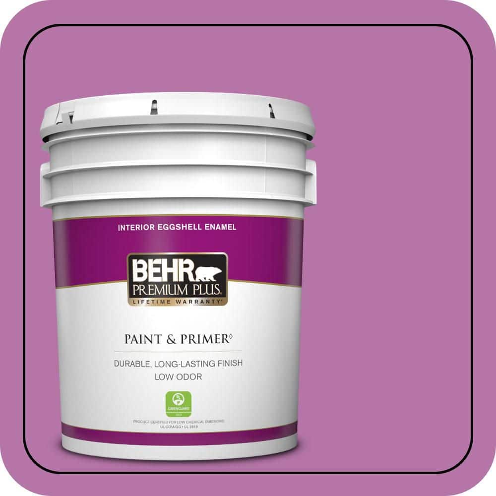 BEHR PREMIUM PLUS 5 gal. #P110-5A Eccentric Magenta Eggshell Enamel Low Odor Interior Paint & Primer