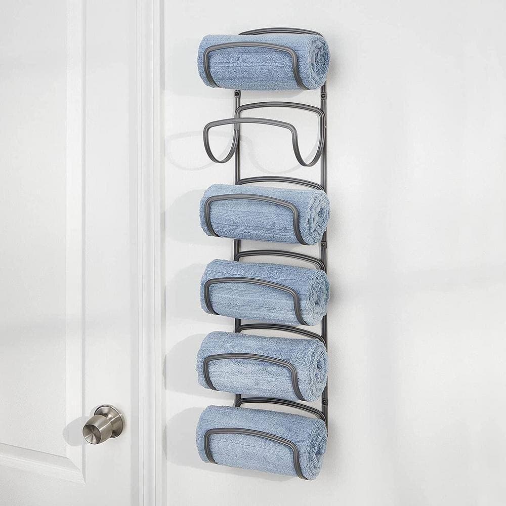 Dyiom Steel Towel Holder for Bathroom Wall - Six Level Wall Mount Towel Storage Rack - Graphite Gray (3)