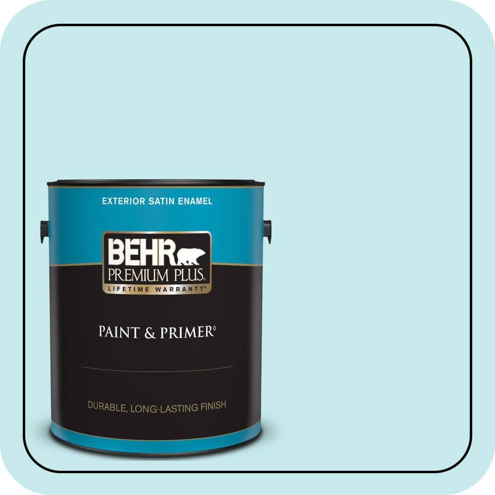 BEHR PREMIUM PLUS 1 gal. #P470-1 Silent Breeze Satin Enamel Exterior Paint & Primer