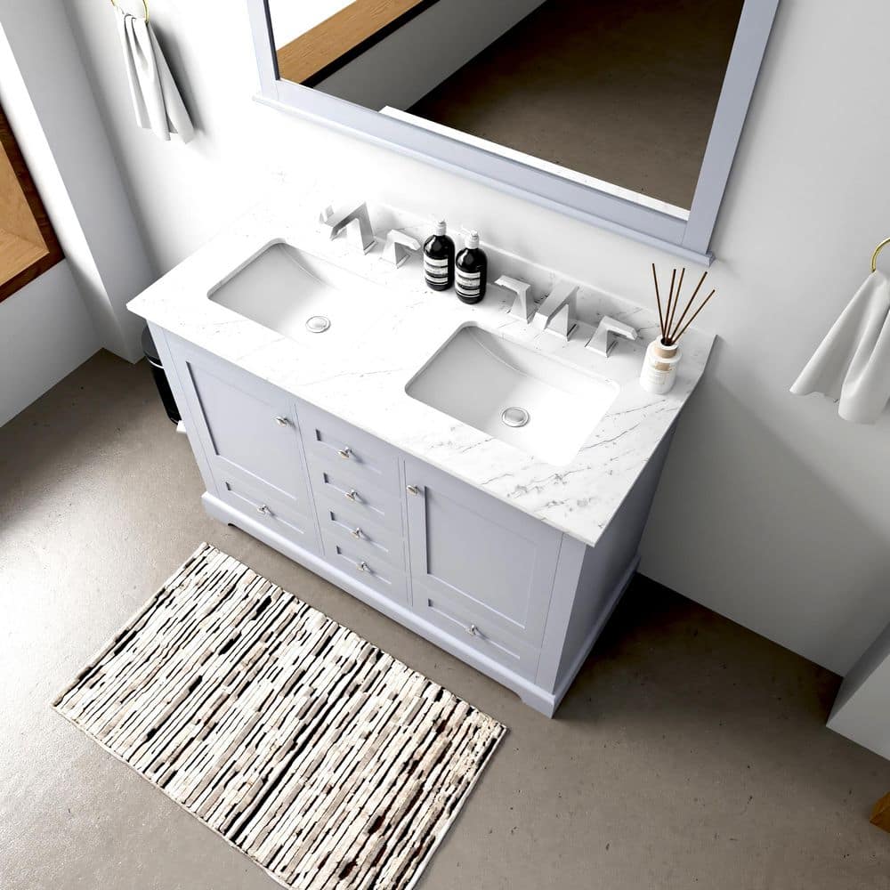 Lexora Dukes 48 in. W x 22 in. D x 34 in. H Bath Vanity Cabinet without Top in Dark Grey with Mirror (2)