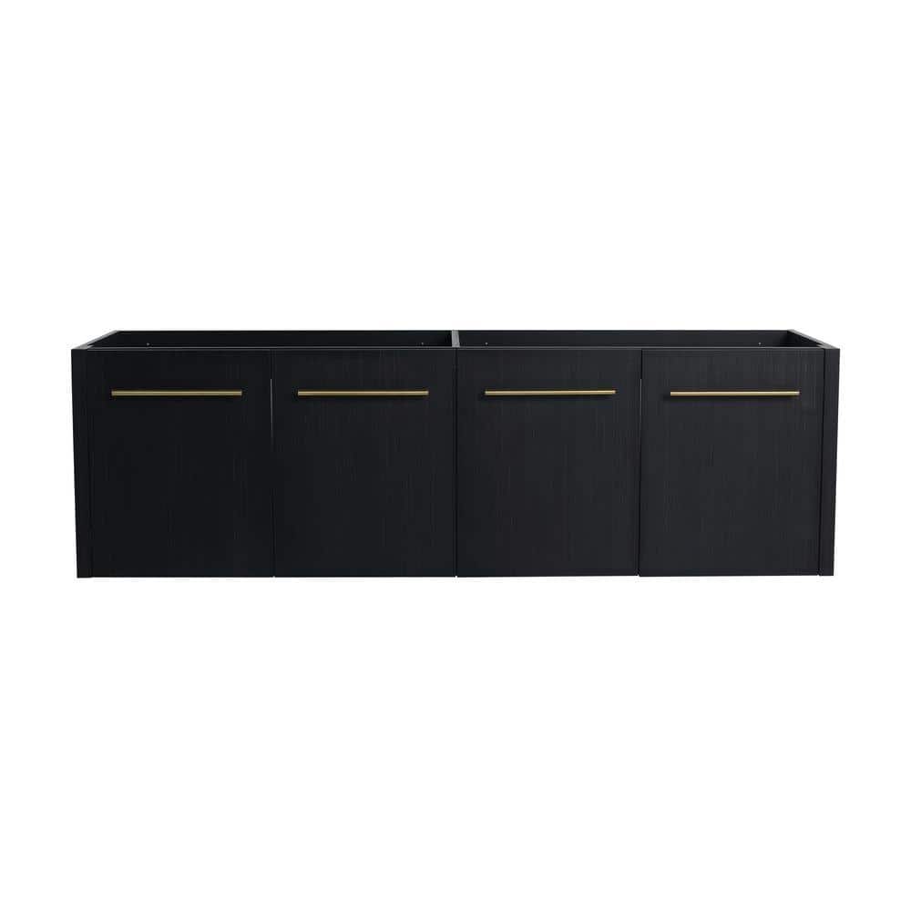 Sarlai 58.69 in. Wall-mounted Bath Vanity Cabinet without Top in Black Chestnut (1)