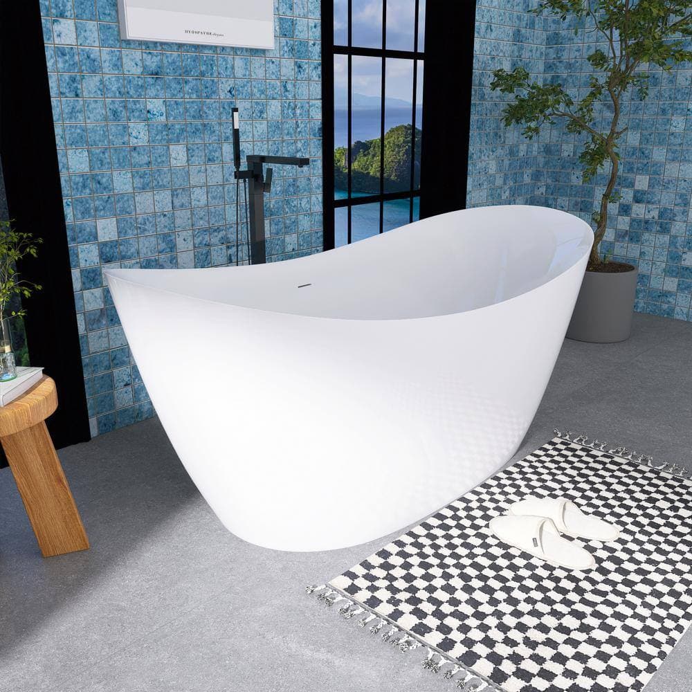 Unbranded 32 in. Acrylic Freestanding Soaking Bathtub with Center Drain (3)