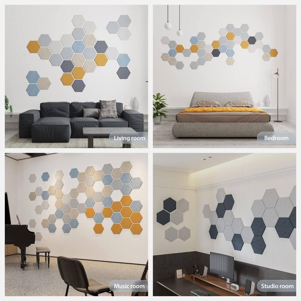 xinyoec Hexagon Blue Gray Acoustic Panels Sound Proof Foam, High Density Sound Absorbing Wall Panels for Home (12-Pack) (3)