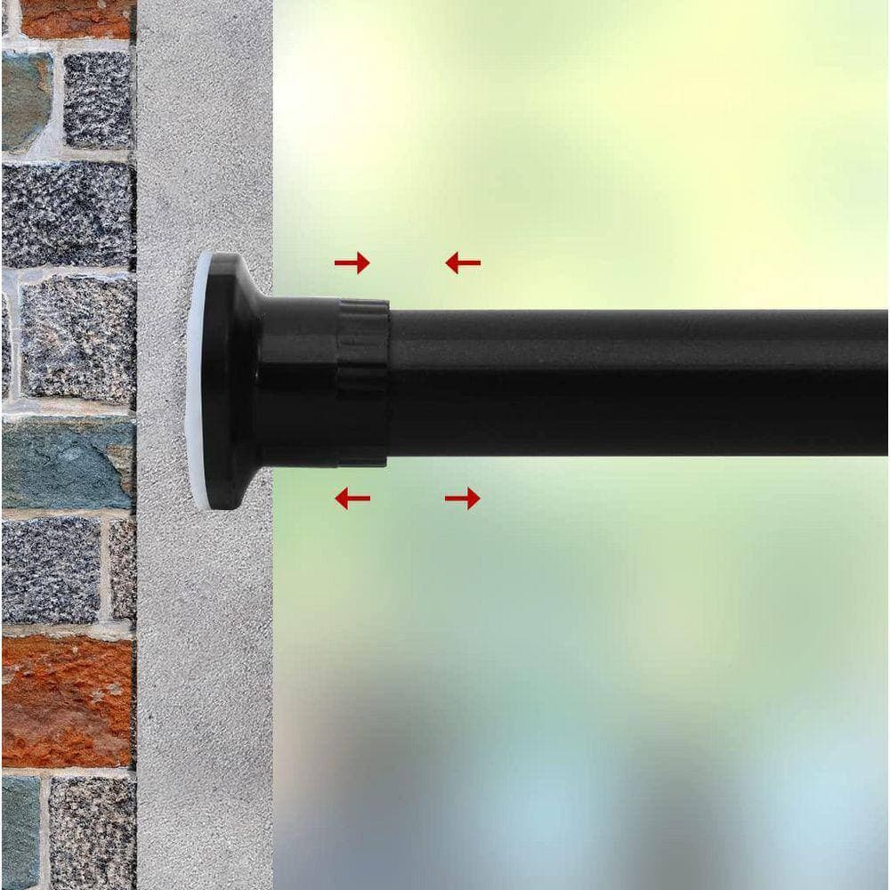 Lynzavix 122-150 in. Metal Adjustable Tension Shower Curtain Rod No-Drill Installation in Black (2)