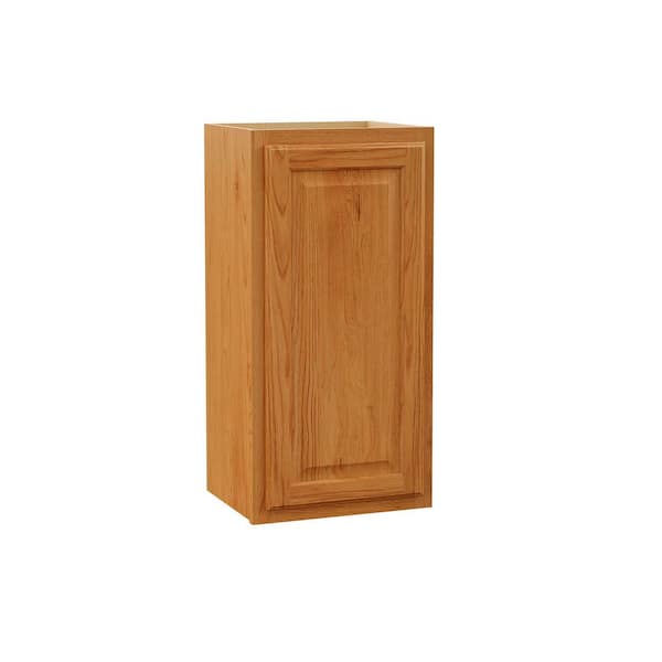 Hampton Bay Hampton 15 in. W x 12 in. D x 30 in. H Assembled Wall Kitchen Cabinet in Medium Oak