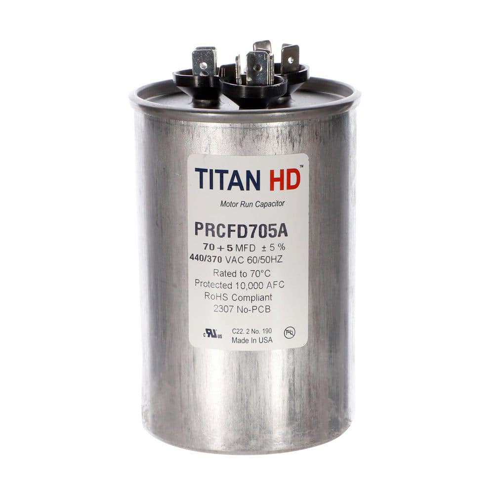 TITAN HD 70 Plus 5 MFD, 440-Volt/370-Volt Dual Voltage Round Run Capacitor