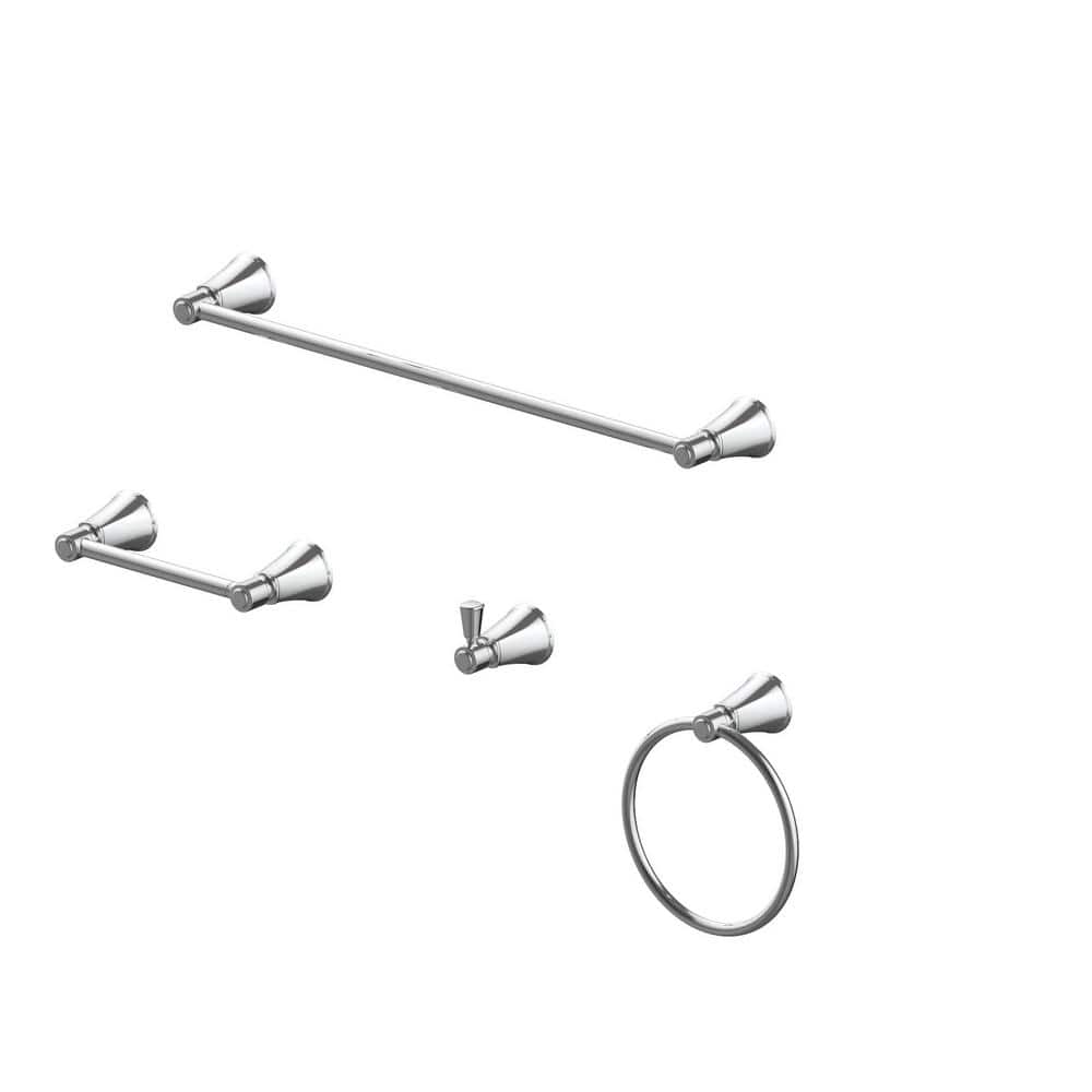 Glacier Bay Melina 4-Piece Bath Hardware Set with Towel Bar, TP Holder, Towel Ring and Robe Hook (1)
