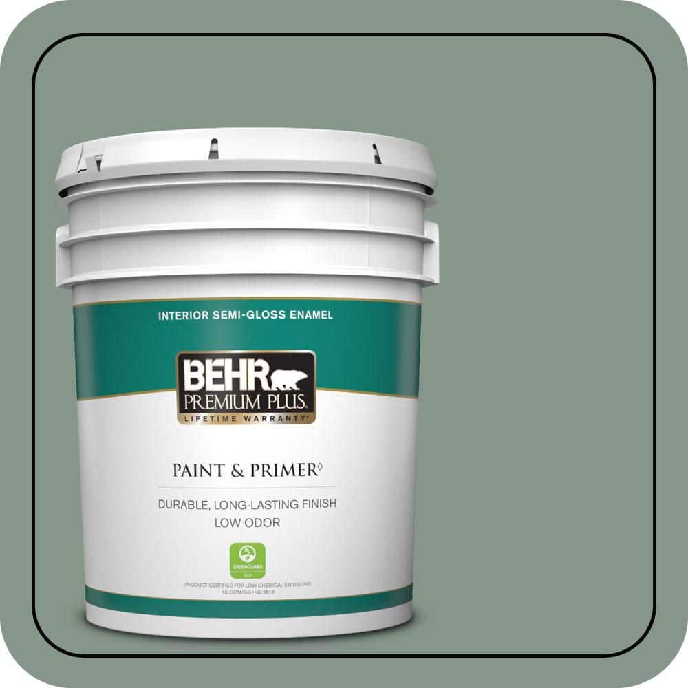 BEHR PREMIUM PLUS 5 gal. #N420-4 Underground Gardens Semi-Gloss Enamel Low Odor Interior Paint & Primer