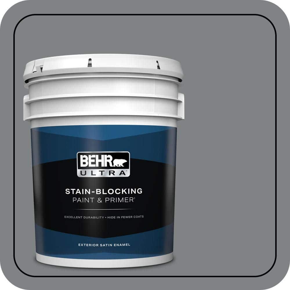 BEHR ULTRA 5 gal. #PPU26-03 Legendary Gray Satin Enamel Exterior Paint & Primer