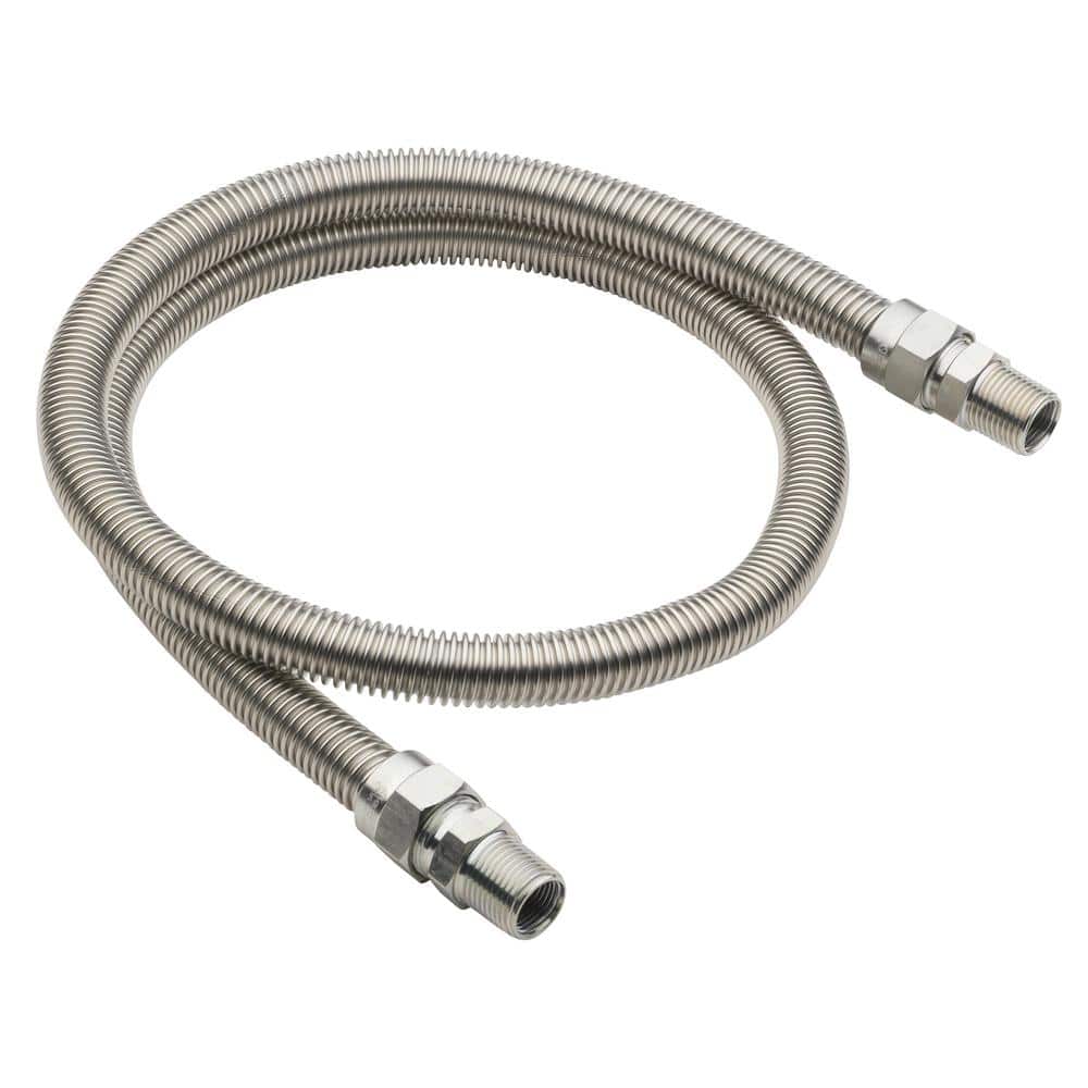 HOMEWERKS 1/2 in. MIP x 1/2 in. MIP x 48 in. Stainless Steel Gas Connector 5/8 in. Outer Diameter x 1/2 in. Inner Diameter