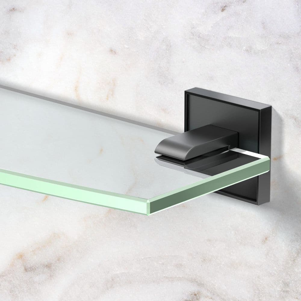 Gatco Mode 20.13 in. W x 2 in. H x 5.13 in. D Glass Rectangular Shelf in Matte Black (3)