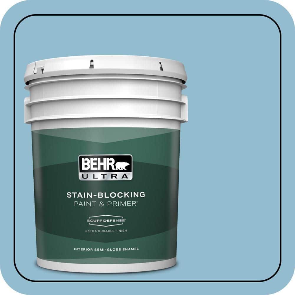 BEHR ULTRA 5 gal. #S490-3 Reef Blue Extra Durable Semi-Gloss Enamel Interior Paint & Primer