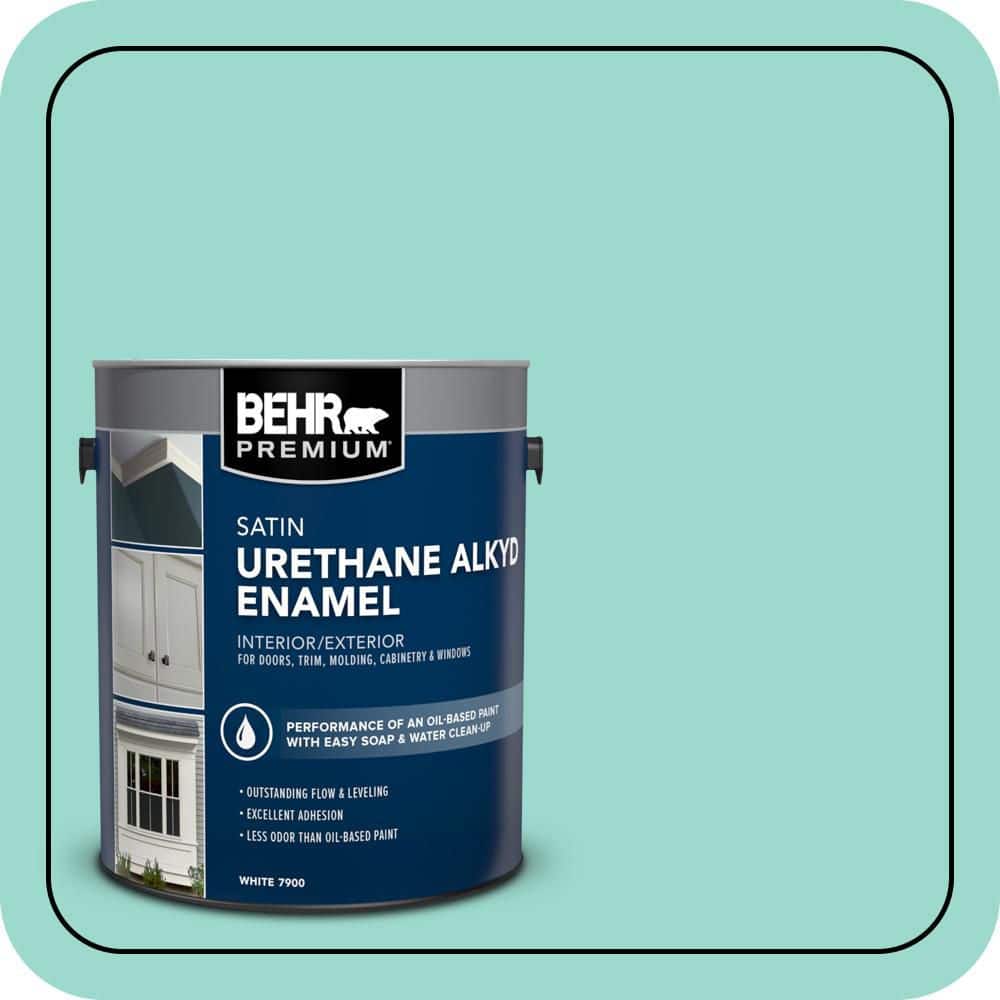 BEHR PREMIUM 1 gal. #P440-3 Fish Pond Urethane Alkyd Satin Enamel Interior/Exterior Paint