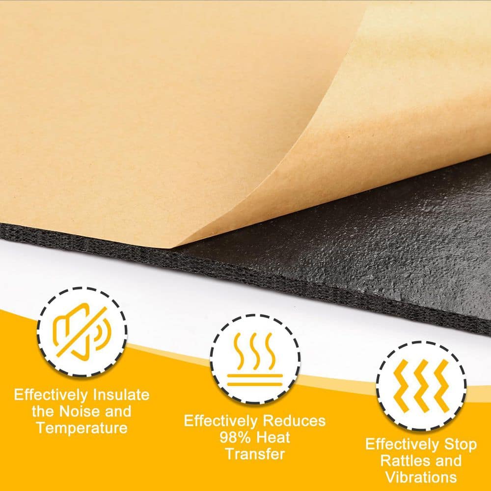 Laybus 15.7 in. x 330.7 in. Black PE Sound Deadening Mat Sound Absorbing Panel, High Density Closed Cell Foam (1-Pack) (2)