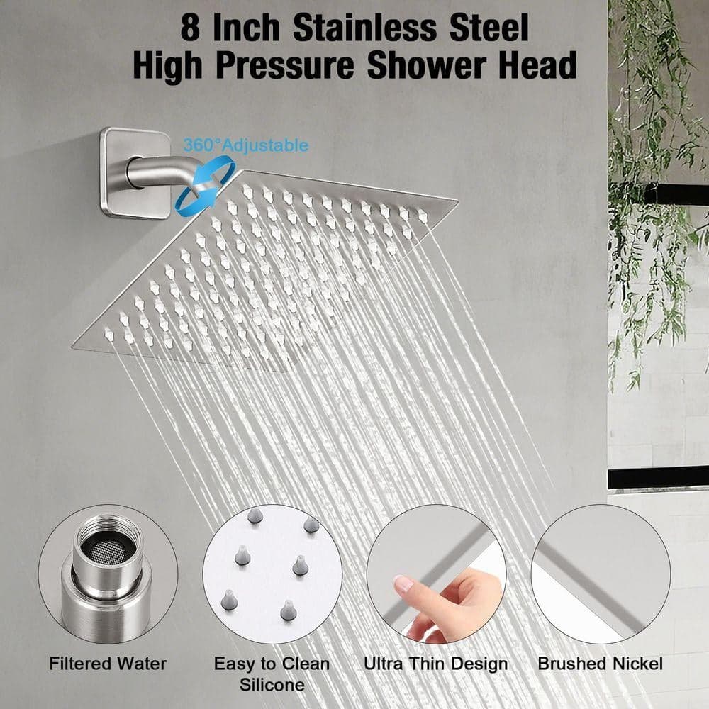 AKLFGN Single Handle 1-Spray Shower Faucet 1.75 GPM with Pressure Balance in Brushed Nickel (2)
