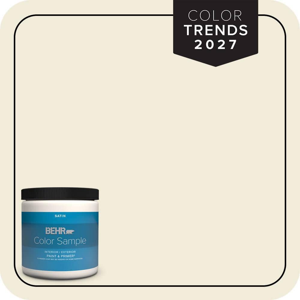 BEHR PREMIUM PLUS 8 oz. #PPU7-13 Coastal Beige Satin Enamel Interior/Exterior Paint & Primer Color Sample