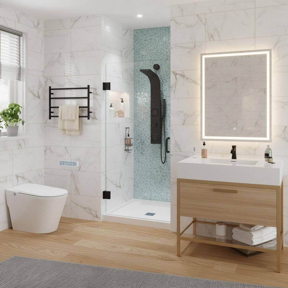 ANZZI SBHDX Series 36 in. L x 36 in. W Alcove Shower Pan Base with Center Drain in Glossy White Marine Acrylic Material (2)