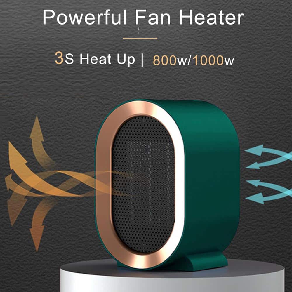 Lukyamzn 1000W Mini Portable Forced Air Electric Space Heaters in Green (2)