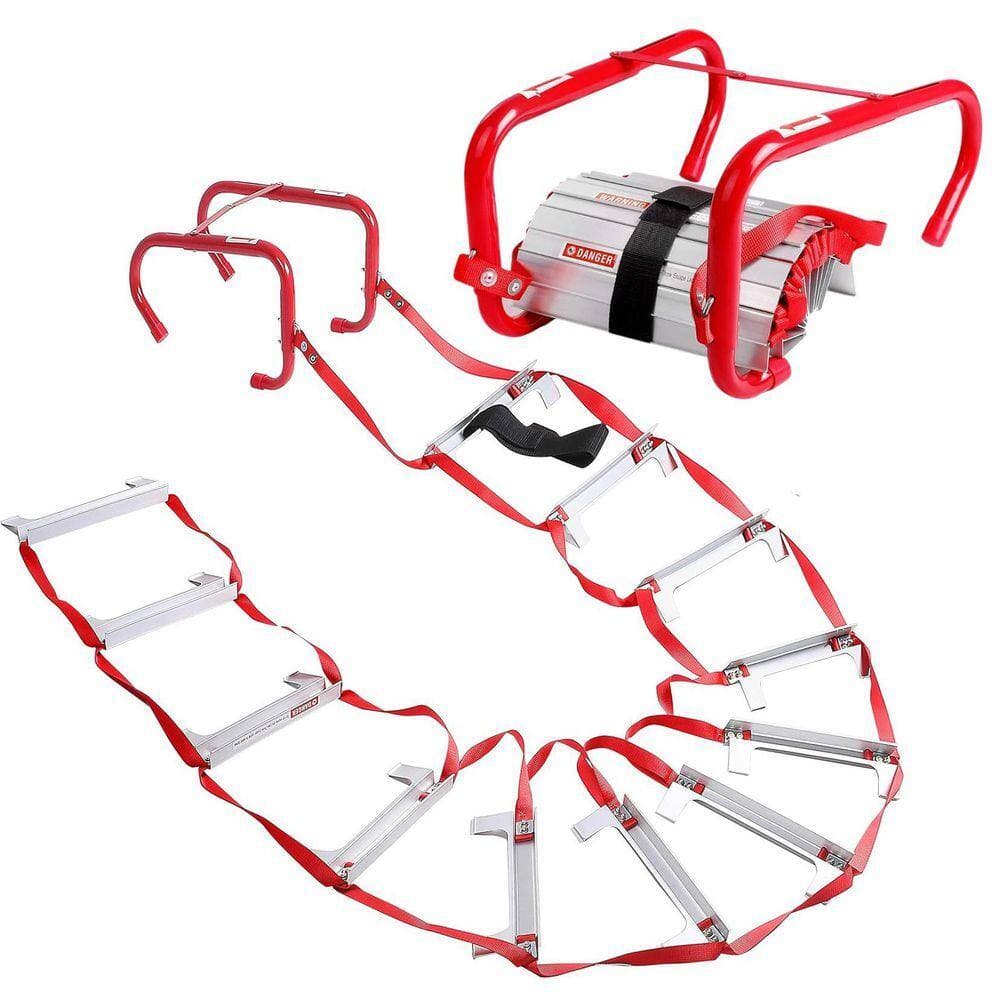 Unbranded 15 ft. 2-Story Emergency Fire Escape Ladder with Anti-Slip Rungs, 990 lb. Capacity