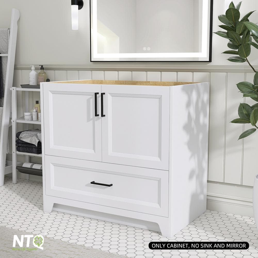NTQ 36 in. W x 21.5 in. D x 33.5 in. H Bath Vanity Cabinet without Top Bathroom Vanity Morden Solid Wood in Pure White (2)