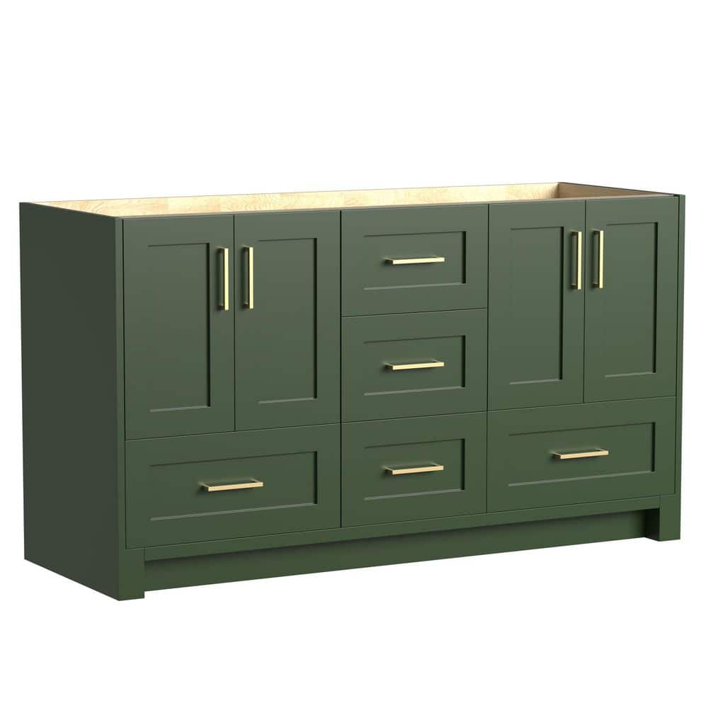 Getpro 60 in. W x 21.5 in. D x 33.5 in. H Freestanding Solid Wood Bath Vanity Cabinet Without Top in Green Assembled (2)