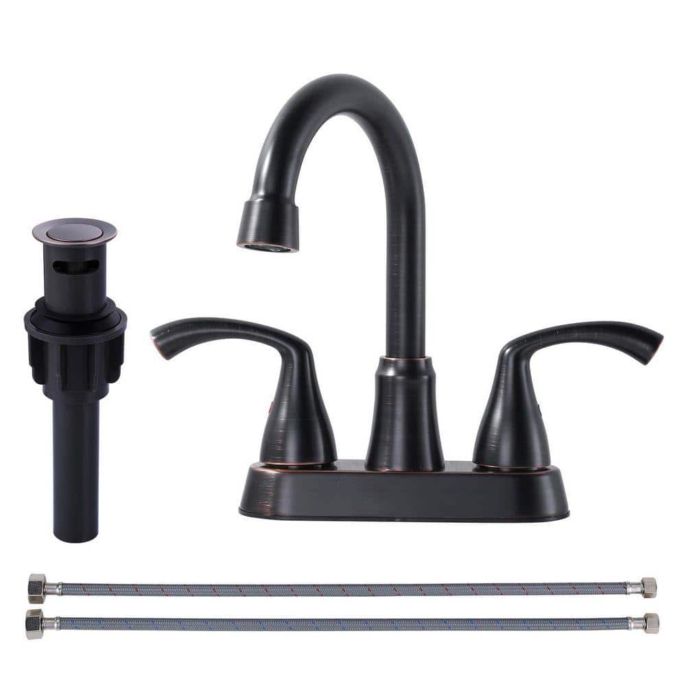 ALEASHA 4 in. Centerset Double Handle High Arc Bathroom Faucet in Oil Rubbed Bronze (1)