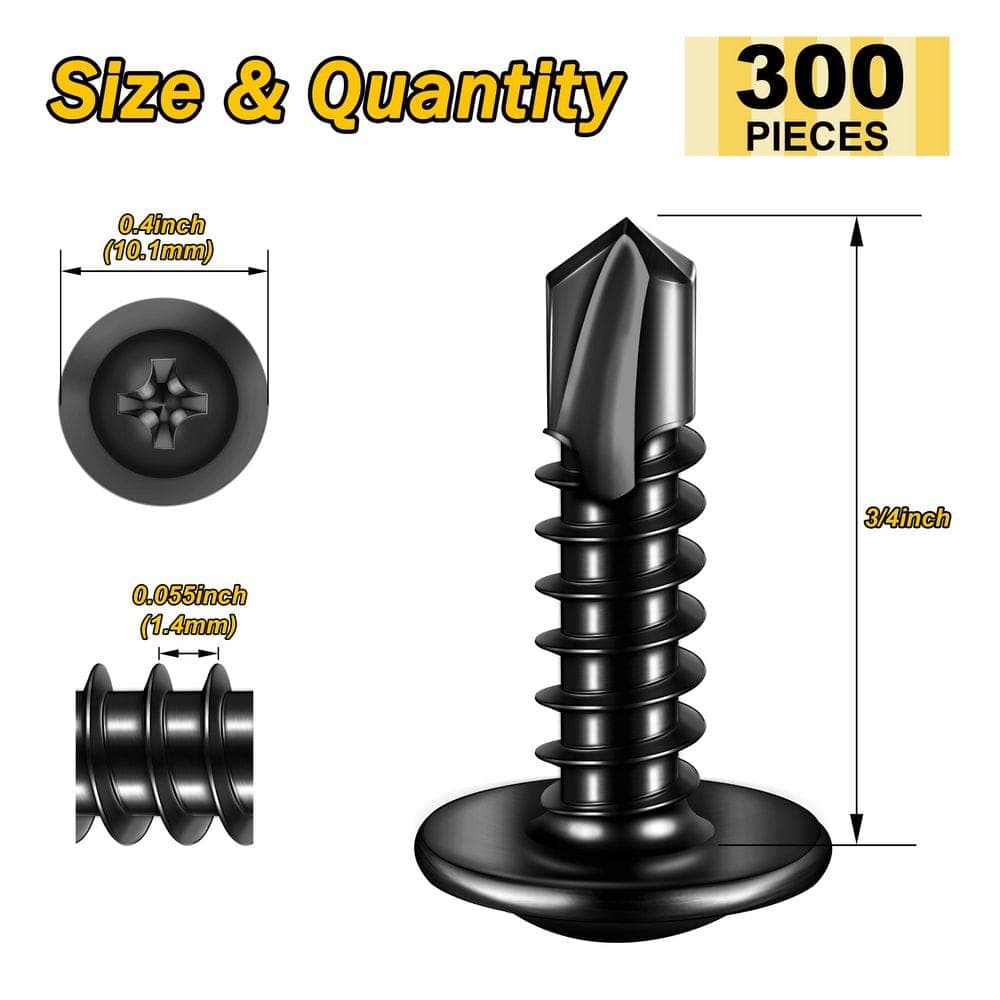 MYWISH #8 x 3/4 in. Stainless Steel Phillips Truss Head Self-Drilling Screws (300-Pack) (2)